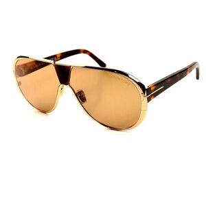 Tom Ford TF 1072 30E Vincenzo Gold Frame Tortoiseshell  Sunglasses Brown Lenses
